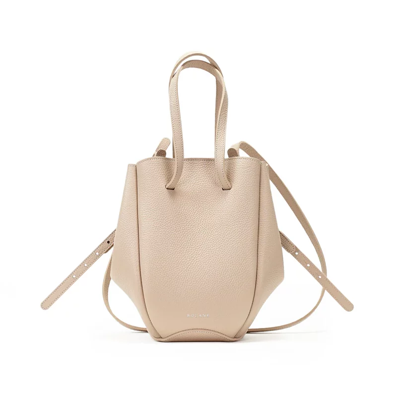 Geanta Petale, Piele Texturata, Culoare Vanilie Rosé, cu Accesorii
